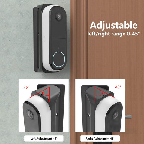Adjustable Doorbell Mount For Arlo Video Doorbell 2K 2nd Gen Wedge Kit With 0 To 45 Degree Tilt Left Or Right Adjustment