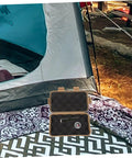 Rugged Outdoor Survival Storage Case Built Tough Shockproof Tool Box open on camping mat near tent