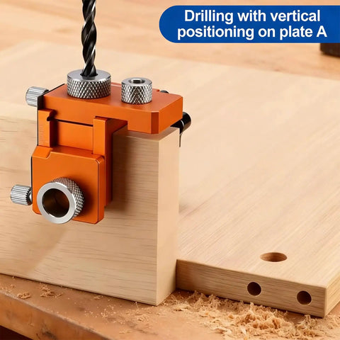 Skip The Guesswork With This Top Shelf Double Hole Drill Positioner Jig For Woodworking And Cabinet Builds, metal jig for precise drilling.
