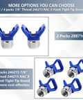 7/8 Inch RAC X Hand Tight Tip Guard With Blue Base G7/8 Thread Reversible Spray Nozzles For Graco Guns, 4 Pack