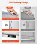 Comparison of outdoor kitchen access doors showing user-friendly design with larger handles and safer edges.