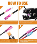 Step-by-step guide for using 100Piece Heat Shrink Spade Connectors Kit With Crimping Tool For Electrical Projects Waterproof AWG 22 To 10 Spade Terminals