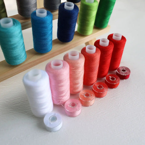Top Shelf 72 Piece Sewing Thread Kit With 36 Vibrant Polyester Shades And Matching Bobbins And Each Spool Packs Four Hundred Yards Of Slick Stitching To Knock Out Quilting And Embroidery Projects Today