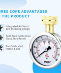 0-200 Psi Water Pressure Gauge With 2.5 Inch Dial, Lead-Free Brass Fittings, Stainless Steel Case, DIY Water Pressure Tester