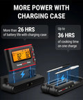 Wireless Meat Thermometer With App For Grillin, WiFi And Bluetooth, heat resistant display and probes on charging base.