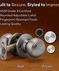 Colonial Passage Interior Door Knob Satin Stainless 1 Pack Heavy Duty Door Knob With Easy Install and Reversible Design shown.