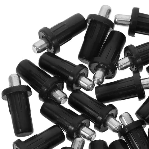 Plastic Spring Loaded Cabinet Pins Kit 50 Pack With Iron Core No Fuss Quick Install Tension Pins Shown in Black and Silver