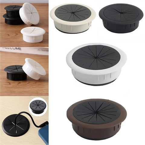 Slick 60Mm Desktop Cable Grommet Kit With 20Pcs Wire Hole Covers To Organize Messy Desk Cords And Keep Your Workarea Super Neat And Totally Stress-Free. 60mm round black white brown wire hole covers