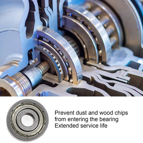 Heavy Duty Steel Bearing Kit For Milling Cutter Head Three Upper Dust Proof Bearings With Metal Guards machinery close-up