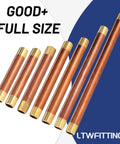 Brass Pipe Long Nipples Assortment Kit Seven Lengths From 5 Inch And 5-1/2 Inch To 12 Inch With 1/2 Inch Male NPT Threads shown.