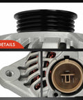 Close-up details of Beefed Up 12V 55A Alternator With 4 Groove Clockwise Pulley For Chevrolet Metro Geo Metro Tracker GMC Tracker Suzuki