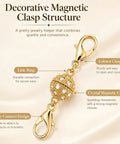 12 Pack Magnetic Necklace Clasp Extenders in Gold with rhinestones and lobster closure for effortless jewelry switching