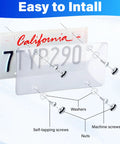 Two Pack Clear License Plate Covers For Car Unbreakable Protection With UV Shield Front And Back Plate Covers With Screws Caps