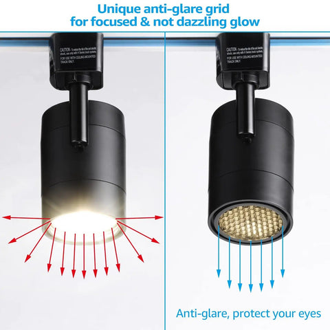 Anti Glare Dimmable LED Track Lighting Heads Set 8.5W H Type Integrated Track Heads with CRI90 ETL Listed 4000K