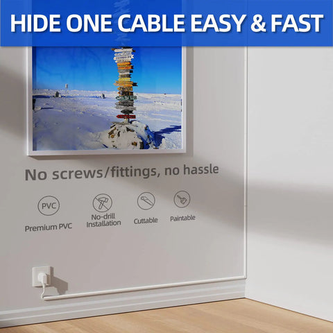 128 Inch Cord Hider For One Cord Self Adhesive Cable Wire Cover On Wall White Plug And Play Easy Install Concealer