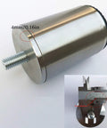 Brushed Stainless Steel Furniture Legs Set Of 4 Adjustable Round Metal Feet M10 Thread with caliper measurements