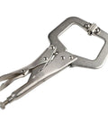 Solid 9 Inch Locking C Clamp Steel Welding Pliers Grip Wood Tenon Locator With Wide Jaws showing stainless steel construction and locking mechanism.