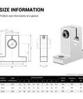 Technical diagram of Four Pack SK12 Aluminum Linear Shaft Supports With Clamping Guide, featuring dimensions and specifications.
