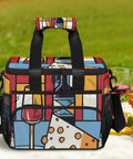 Go To Insulated Picnic Backpack With Large 12x9 Inch Capacity, Red Wine Color Lunch Tote for outings in nature setting
