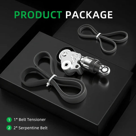 Serpentine Belt Drive Component Kit For Mazda Cars 2012 To 2021 2.0L 2.3L And 2.5L Engines Includes Belt Tensioner And Pulleys OE Style Upgrade For Easy Install Fits Mazda 3 6 CX 3 5 9 Models, shown with two belts and tensioner