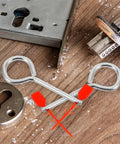 Premium Fire Extinguisher Pin Set With Red Tamper Seals For Home And Office Vehicle Safety Locks displayed on wooden surface.