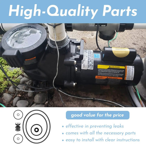 O Ring Rebuild Repair Kit for SuperFlo and SuperMax Pool Pumps Includes Two Pump Union O Rings Two Drain Plug O Rings Water Slinger US Seal PS 200 Shaft Seal and O Ring Lubricant for Quick, Easy, Pro Grade Seal Fix on pool pump