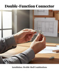 Heavy Duty Invisible Furniture Connectors For Cabinet Assembly And DIY Woodworking 100 Pcs Silver Hidden Joint Clamps in hands.