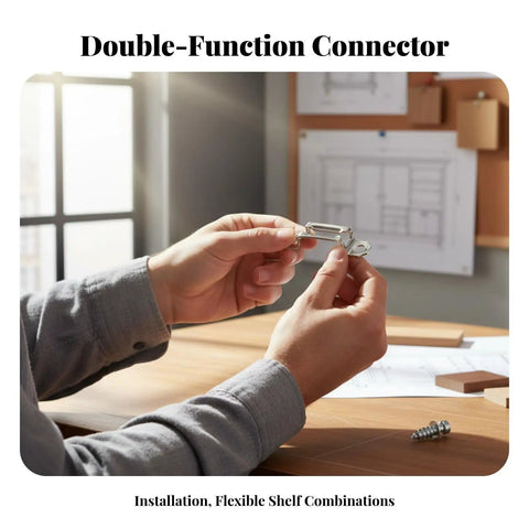 Heavy Duty Invisible Furniture Connectors For Cabinet Assembly And DIY Woodworking 100 Pcs Silver Hidden Joint Clamps in hands.