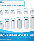 Beefy Eleven Piece M12 Axle Bushing Spacer Kit In Steel For Most Motorcycles With A Classic 12mm Axle Fit Inner Diameter About 12.2mm Outer Diameter 19mm And Lengths From 5mm To 50mm Includes M12 Nut Built Tough For A Snug Durable Ride. 12-piece steel axle spacer kit with M12 nut and sizes 5mm to 50mm
