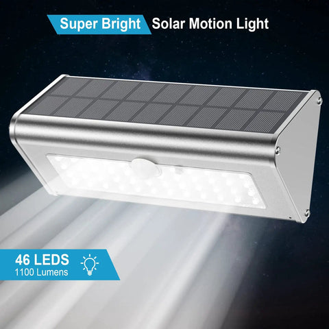 Lit Up Outdoor Solar Lights With IP65 Waterproof Build 1100 Lumens Wireless LED Motion Sensor Flood Light Aluminum Housing