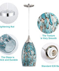 Three Light Pendant Set For Kitchen Island With Hand Blown Blue Glass Shades Chrome Canopy Adjustable Cords texture, base, details