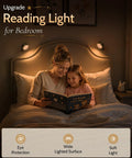 Cordless Rechargeable Wall Sconces With Remote, Magnetic Led Bedside Lamp In Sleek Black lighting up a cozy bedroom reading scene.