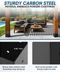 Six Pack 4x6 Heavy Duty Metal Post Base Brackets With 3.6x5.6 Inner Fit No Wobble Design Rust Resistant Includes Hardware For Fence Porch Pergola Mailbox Wood To Concrete Installations, shown in a garden setup with close-up on black carbon steel material