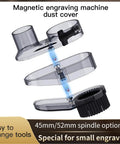 Magnetic Split ABS Dust Shoe for CNC Machines, 52mm Motor, showing flexible guard and hand adjustable height for spindle mills.