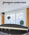 Heavy Duty Ceiling Curtain Track System With Aluminum Alloy Sliding Rails For Room Divider And Space Separation Wall And Ceiling Mounted With Silent Pulley Black Finish For Heavy Curtains in modern living room.