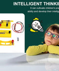 Hands On Light Bulbs In Series Electrical Science Kit For Primary Students shown with components and thoughtful child.