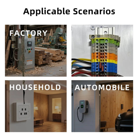 Image showing scenarios for All-In-One Terminal Blocks Kit for DIY and Pro-Grade Projects in factory, household, and automobile settings.