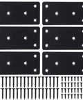 Hella Strong Black Steel Mending Plates For Patching Wood Furniture And Fence Repair This Badass Double Wide Brace Bracket Set Delivers Serious Grip With Screws Included In A Six Pack Bundle That Just Works - 6 black steel mending plates with screws.