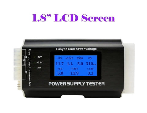 Your Go-To 8-In-1 Power Supply Tester For PC Builds With ATX 20-24 Pin, IDE HDD SATA, PCIe 6-Pin, EPS 8-Pin, Floppy 4-Pin, LCD Screen