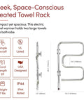 4 Bar Polished Chrome Wall Mounted Towel Warmer With Swivel Bars Plug In Electric Towel Rack For Bathroom Space Saving