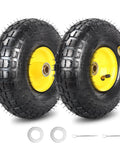 Heavy-Duty 4.10/3.50-4 Rubber Tire And Wheel Set With 2.25-Inch Offset Hub And 5/8-Inch Sealed Bearings For Hand Trucks