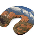 Pikes Peak Colorado Travel Pillow For Neck And Head Support U Shaped Napping Pillow with mountain landscape design