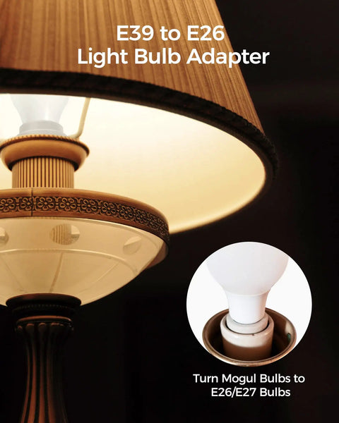 UL Listed Ceramic Mogul To Medium Base Socket Adapter For Antique Floor Lamps Not For Three Way Bulbs Porcelain Lamp Socket Converter From E39 To E26 Durable Ceramic Construction For Restoring Old School Vintage Lighting
