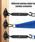 Heavy Duty Stainless Steel Awning Attachment Set For Sun Shade Sail Outdoor Patio Garden Hardware Kit For Triangle Square And Rectangle Sails Rust Resistant Easy Install Black showing attachment detail of pad eye and turnbuckle on wood post
