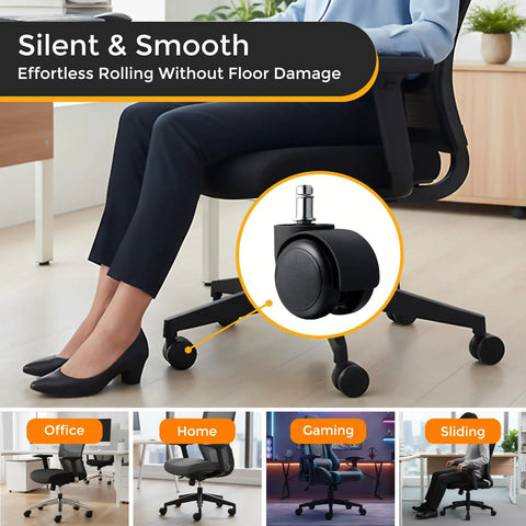 2 Inch Office Chair Caster Wheels For Smooth As Butter Rolling Experience Universal Fit Heavy Duty Gaming And Office Desk Setup Silent Glide Replacement Set Of Five No Cap Durability on office chair.