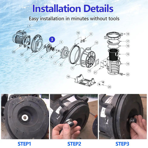 Jandy Zodiac VS FloPro Shaft Seal Replacement For FloPro FHPF FHPM Pool Pumps Ceramic And Carbon Mechanical PS 3890 Seal Durable High Temp Corrosion Resistant Pump Part Built To Last installation steps