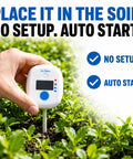 Smart Sunlight Meter For Gardens And Landscapes That Classifies Daily Light Integral To Identify Full Sun Partial Sun Partial Shade And Shade With A 10 Day DLI History And Clear Digital Display, white digital meter in soil