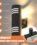 2 Pack Dusk To Dawn Photocell Light Sensor Switch For Outdoor Lighting 105V130V AC shown with rainproof remote control feature