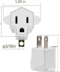 2 Pack ETL Listed 3-Prong To 2-Prong Adapter, Polarized Grounding Converter, heavy-duty fireproof PBT material, dimension details shown