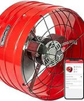AFG SMT PRO 3.0 Smart Attic Fan for Gable Vents 2940 CFM With Smart App Control Thermostat And Humidistat, red fan and app display